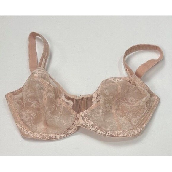 Subtille Pink Beige Lace Bra 30J New Balcony Underwire Unpadded 30 J Romantic - Picture 1 of 6